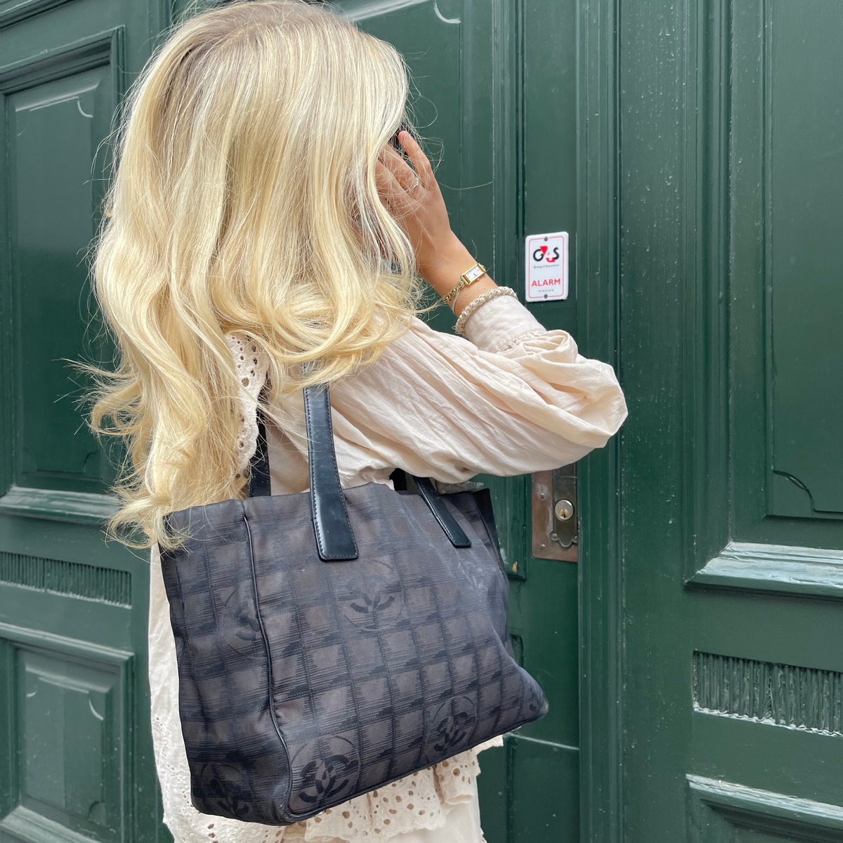 Chanel Small New Travel Line Tote Brown Stiff nylon