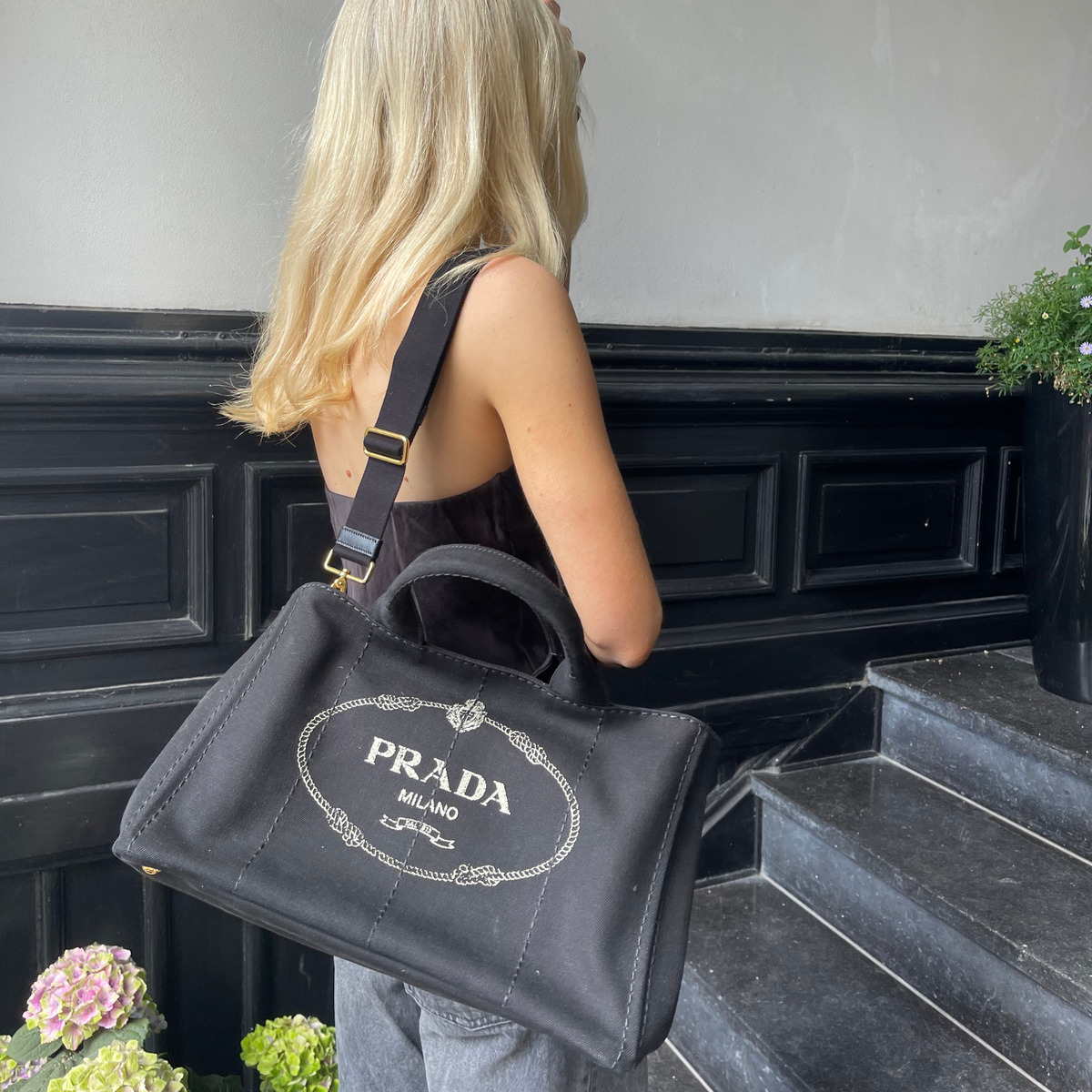 Prada Large Canapa Cream Canvas