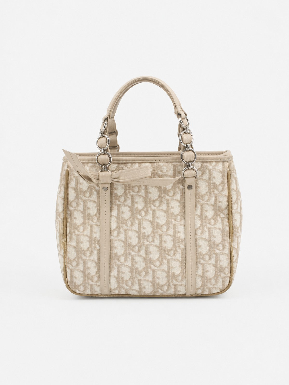 Christian Dior Hand Bag Beige Canvas