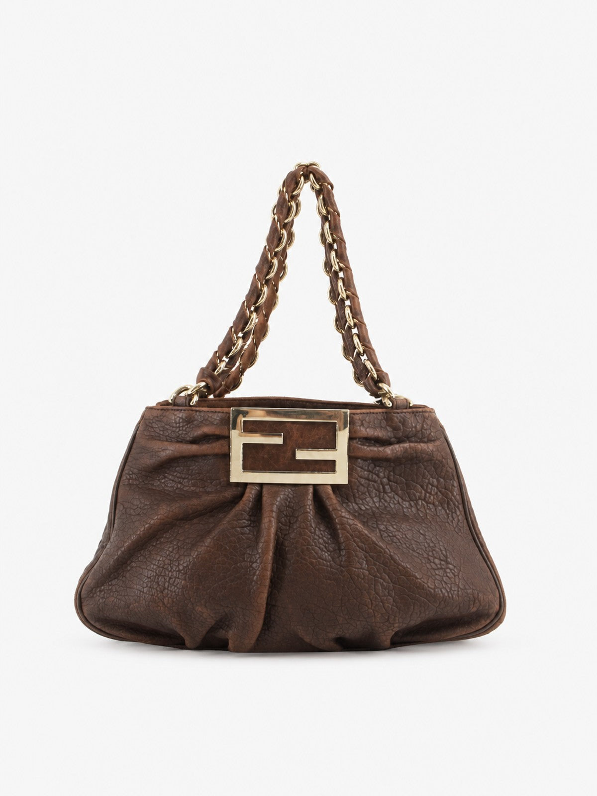 Fendi Shoulder Bag Brown Leather