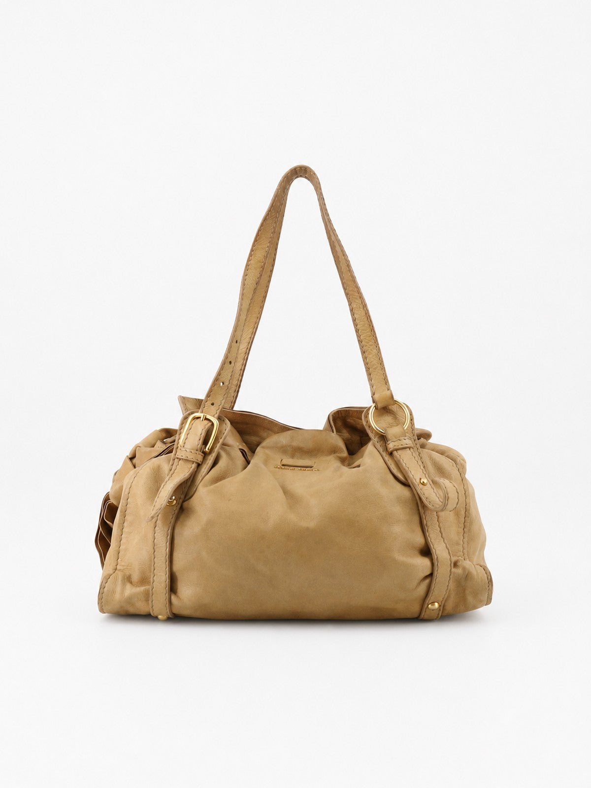 Miu Miu Shoulder Bag Beige Leather