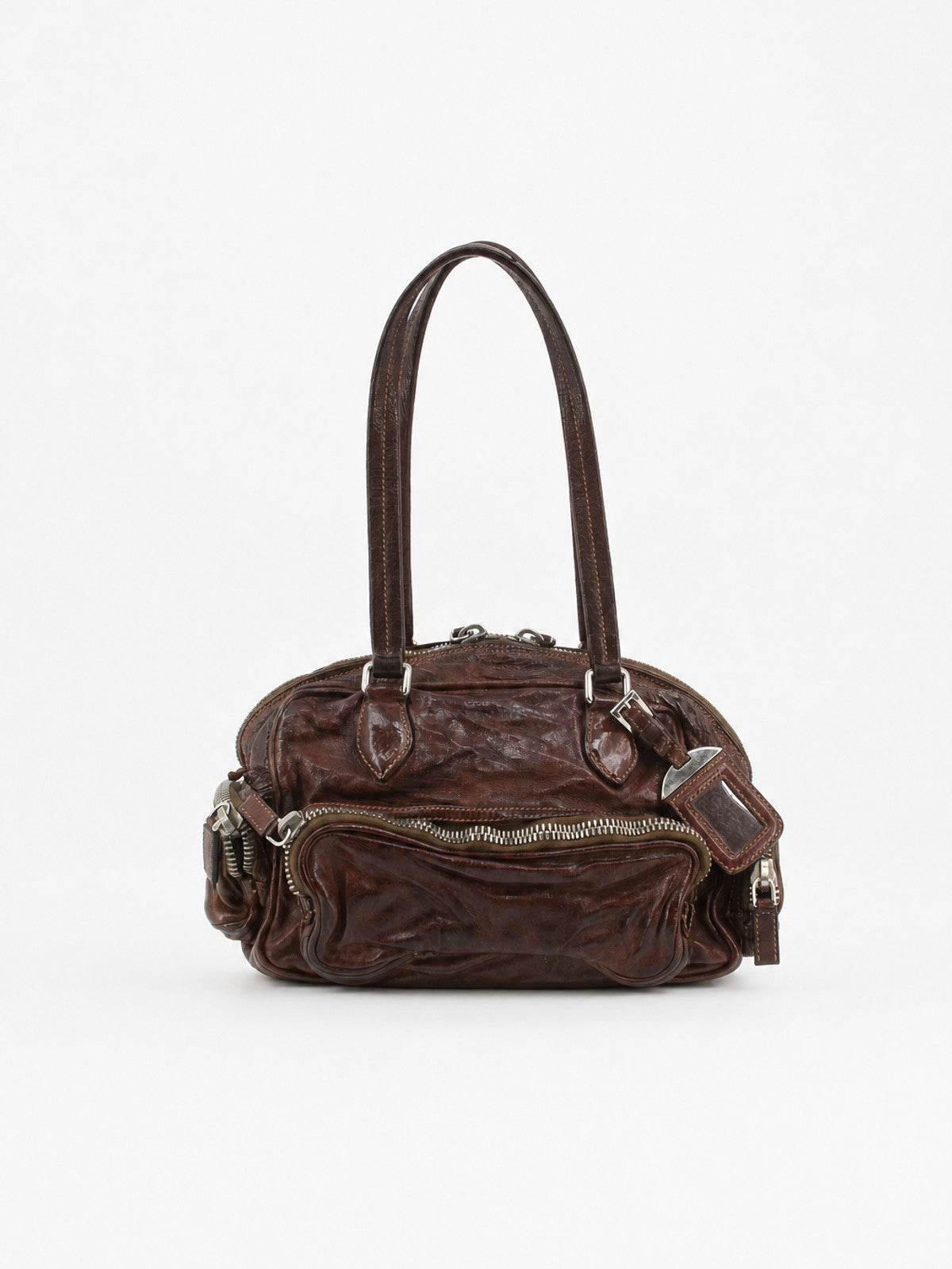 Prada Shoulder Bag Brown Leather