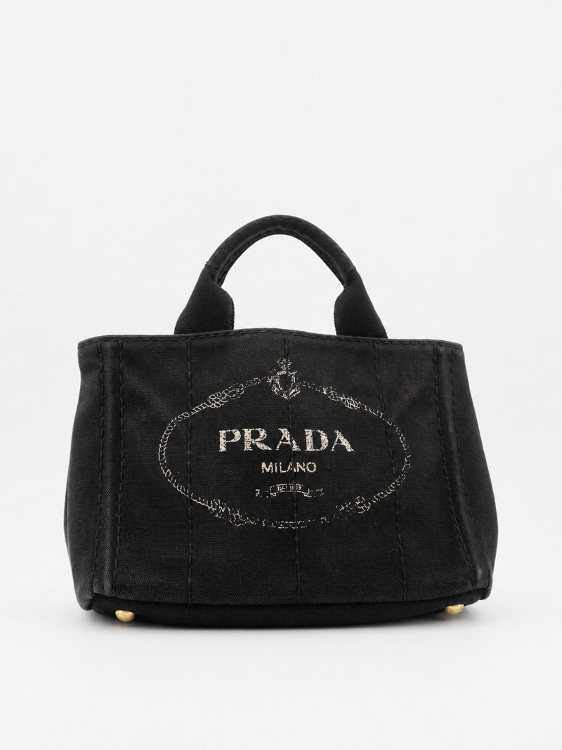 Prada Small Canapa Black Canvas