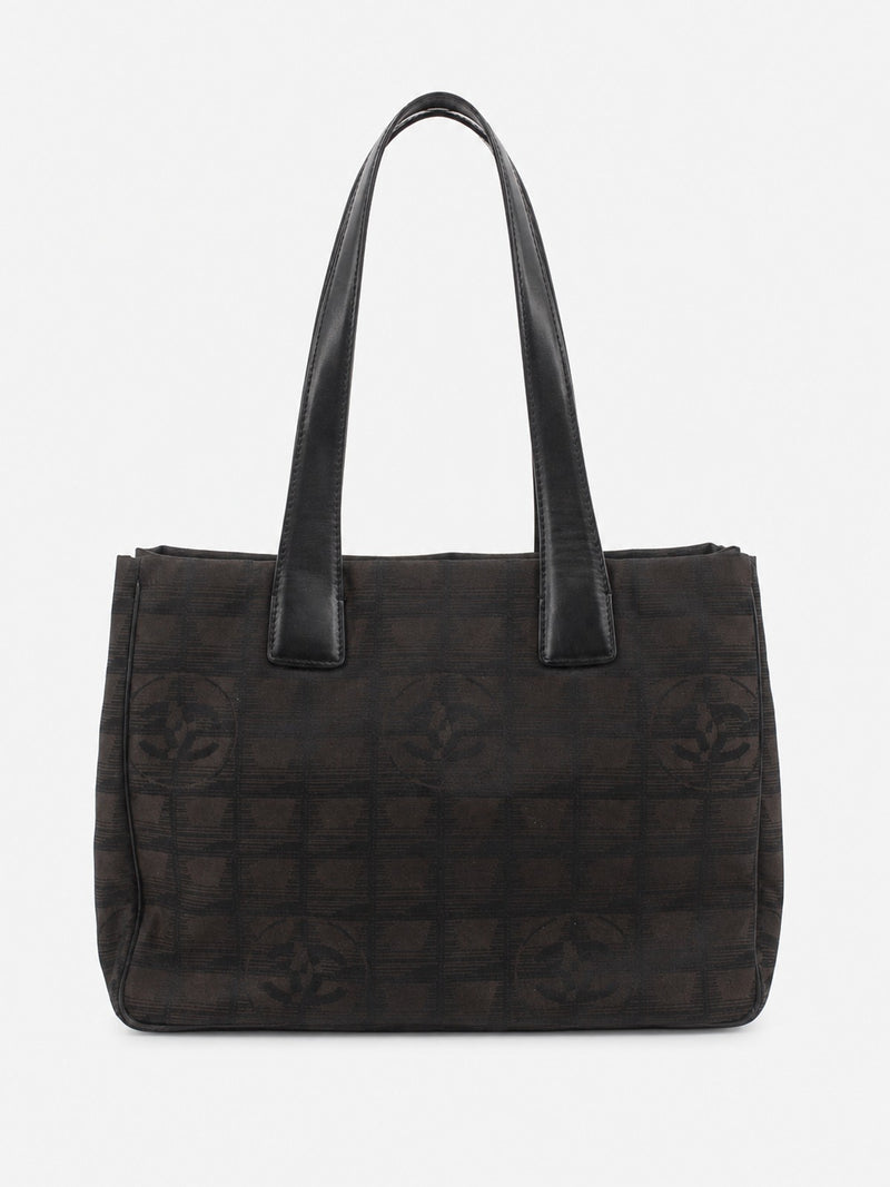 Chanel Small New Travel Line Tote Brown Stiff nylon