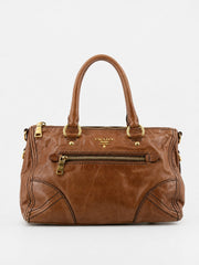 Prada Hand Bag Brown Leather