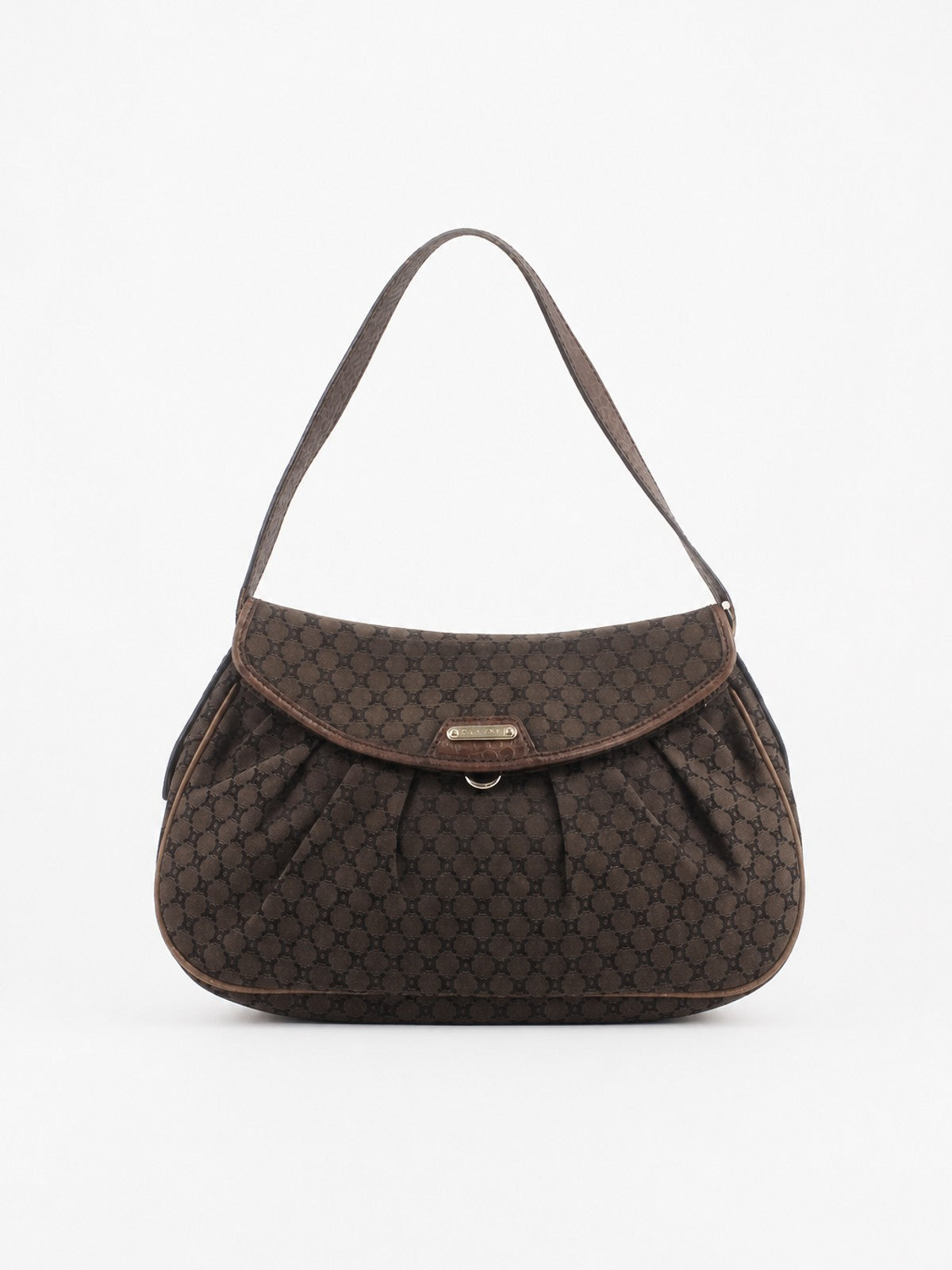 Celine Shoulder Bag Brown Fabric