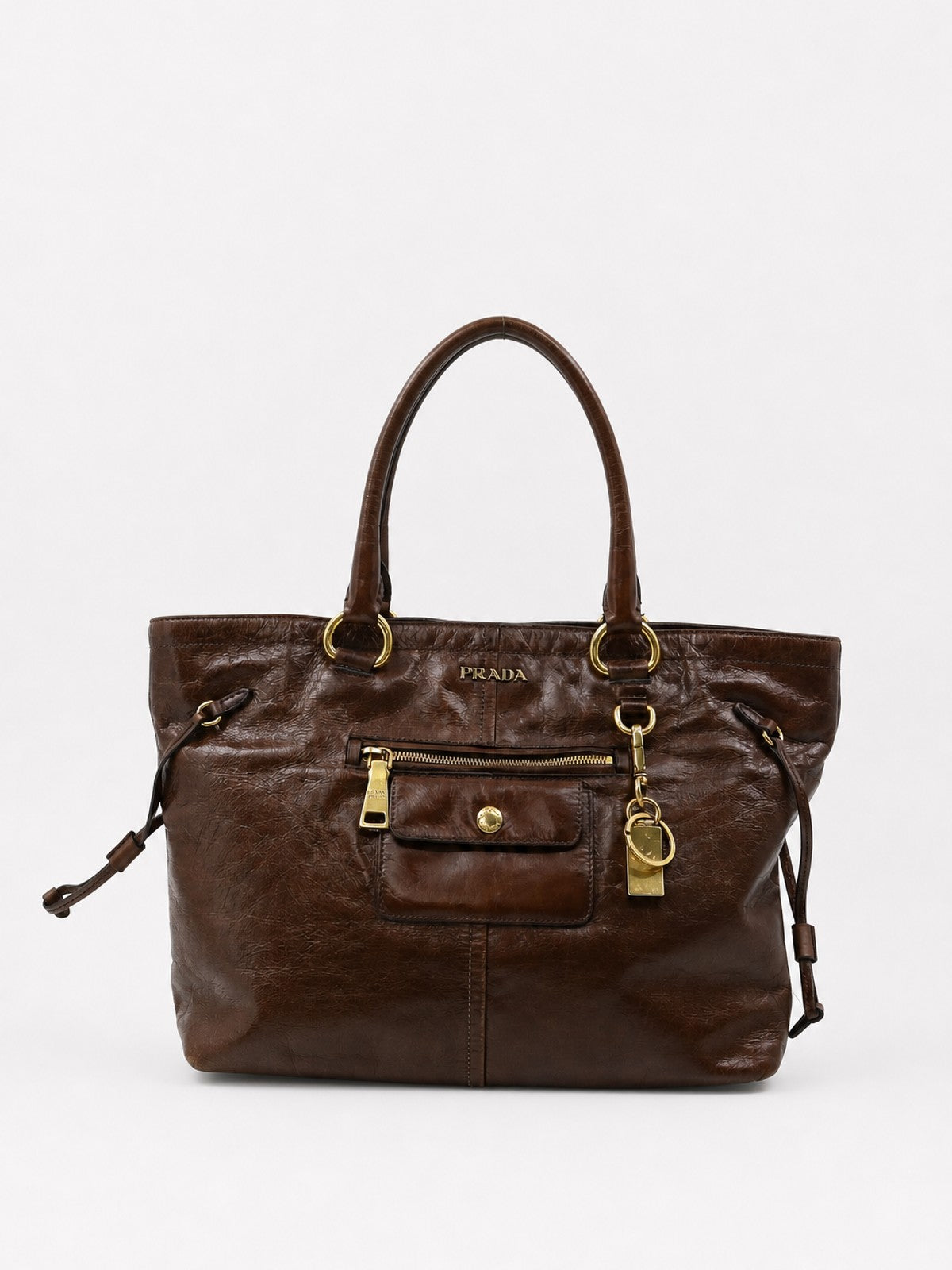 Prada Shoulder Bag Brown Leather