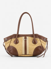 Prada Shoulder Bag Brown Raffia