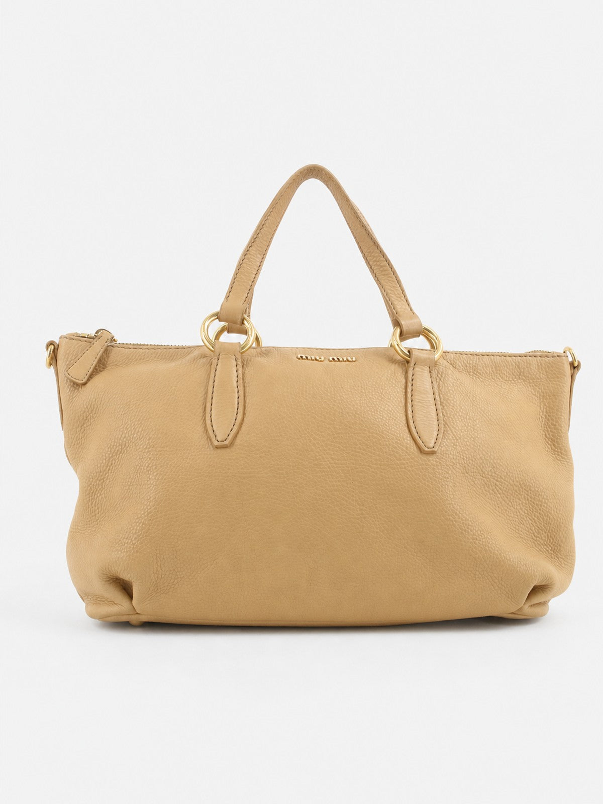 Miu Miu Hand Bag Beige Leather
